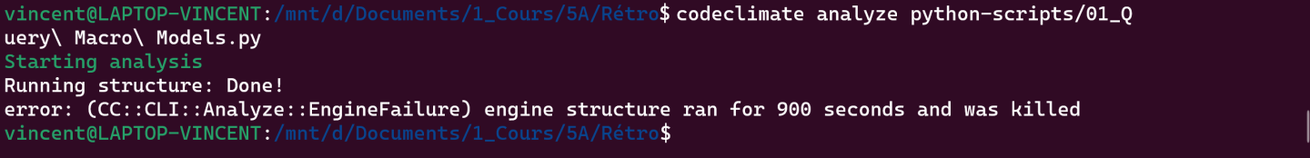 Figure 3: Erreur CodeClimate